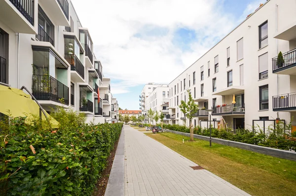 Modern residential buildings with outdoor facilities, Facade of new apartment houses