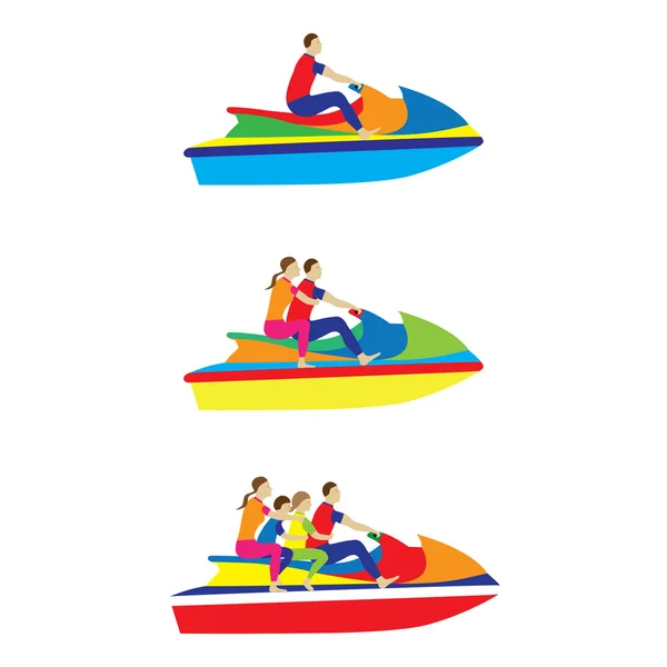 People, family on a jet ski. Water sports.