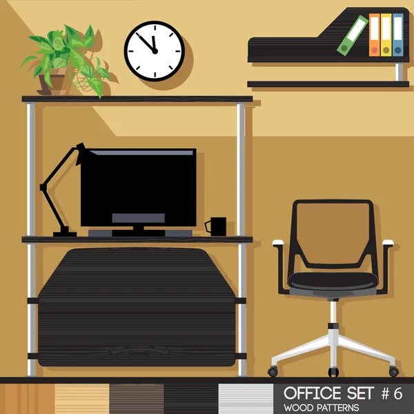 Office style interior set. Digital vector image