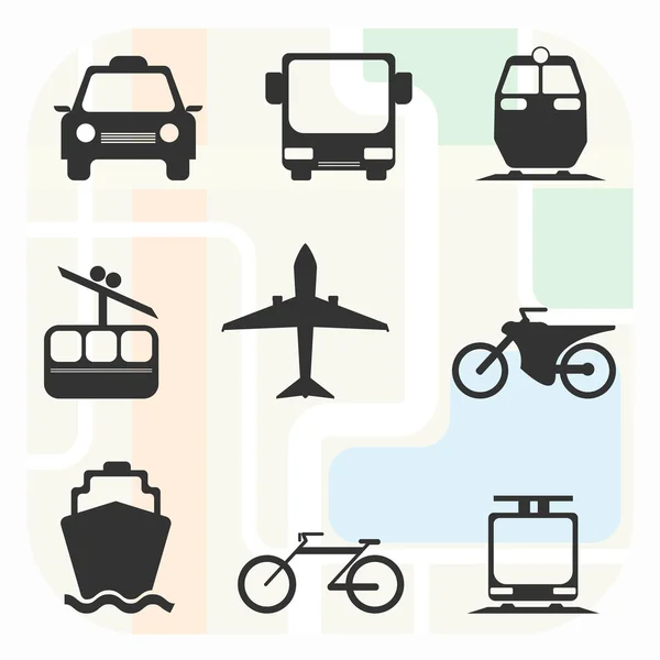 Transportation Big Black and White Icon Set