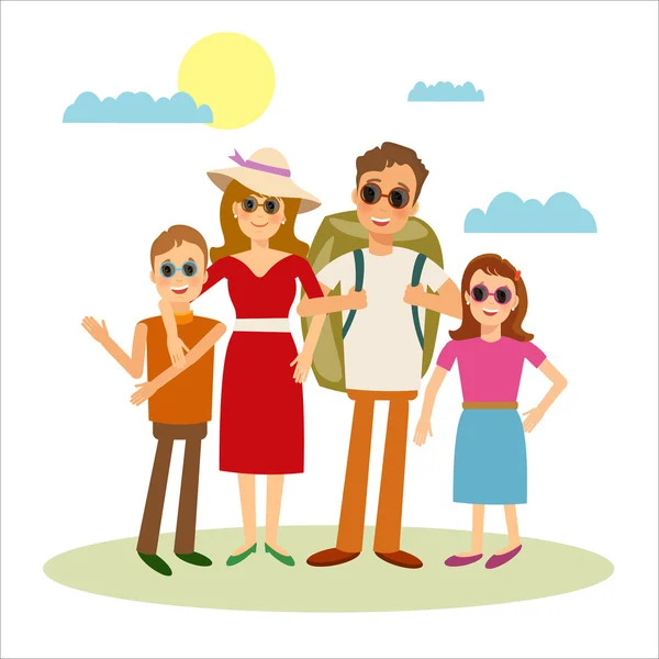 Happy family travels vector people