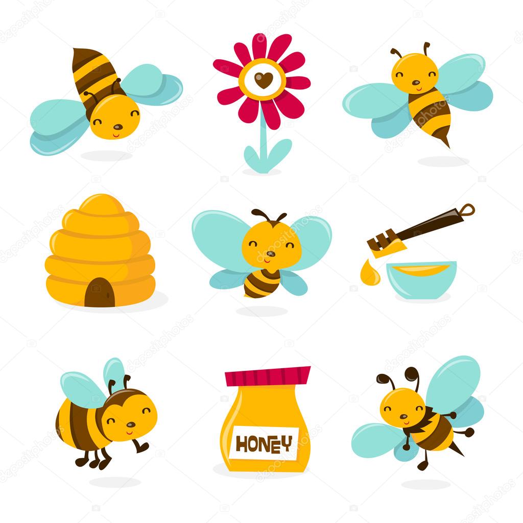 Cute Honey Bee Icons — Stock Vector © totallyjamie #71196177

