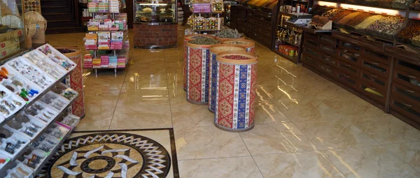 Turkish sweets shop with spices and souvenirs