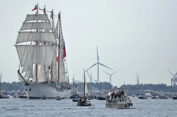 The Esmeralda tall ship on the Ij river