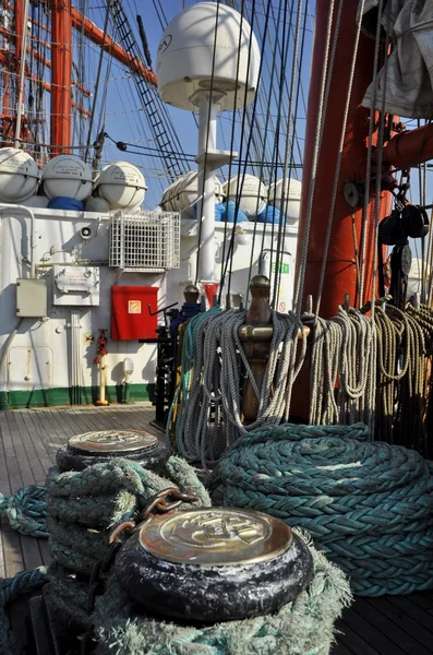 The main deck of the Sedov tall ship