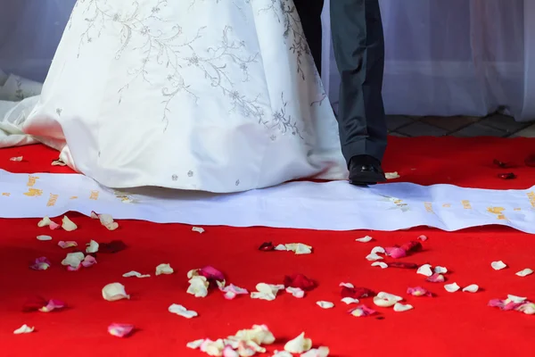 Floor with rose petals Moment of wedding ceremony
