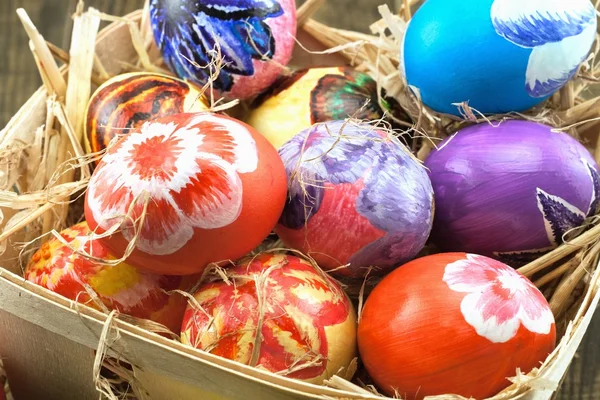 Easter . pysanka: Colorful  Easter Eggs in  basket