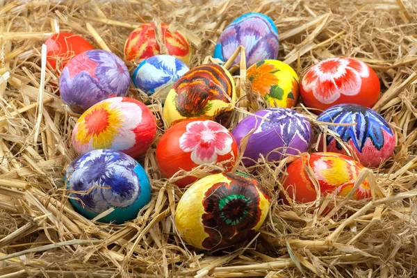 Easter  . pysanka: Colorful  Easter Eggs in  basket