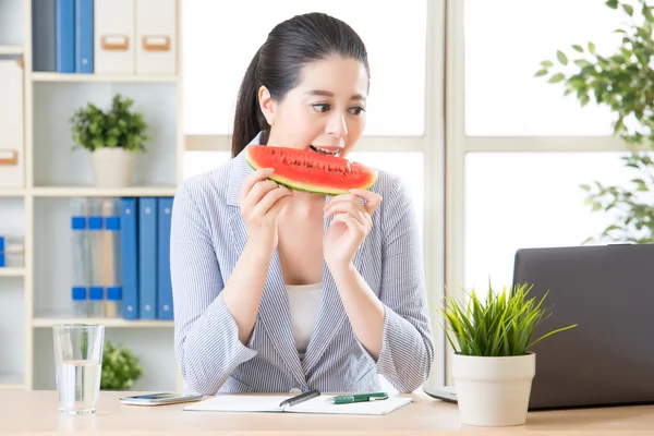 Happy to have sweet watermelon  for hot summer in office