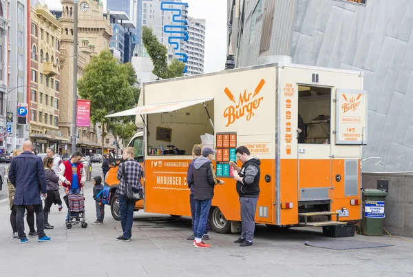 Food truck selling hamburgers in Melbourne street