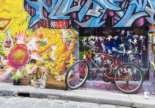 Bicycle parked in the Hosier Lane in Melbourne