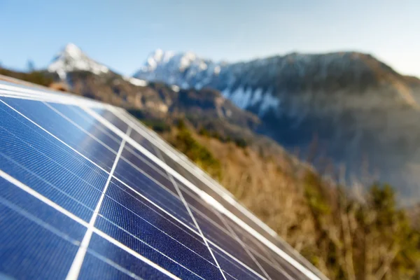 Photovoltaic solar panels in mountainous natural area