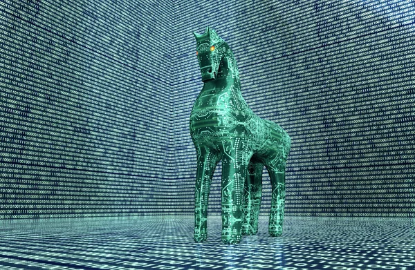 Computer safety concept, trojan horse in electronic environment,