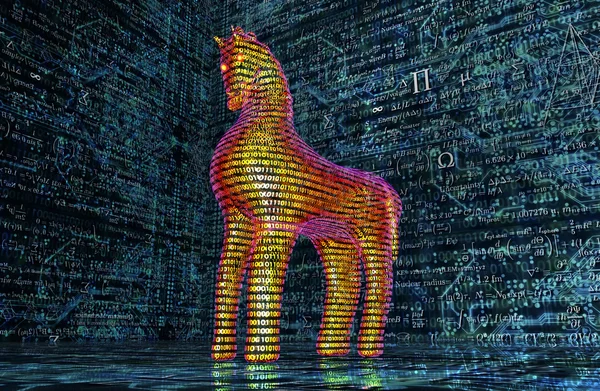 Computer safety concept, trojan horse in electronic environment,