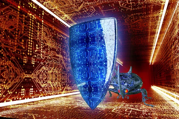 Digital safety concept computer bug in electronic environment, 3