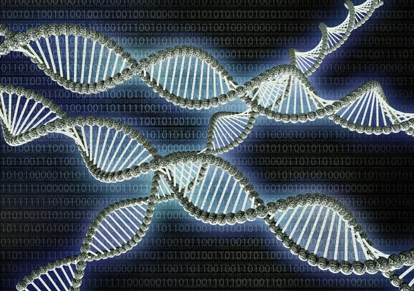 Dubble helix dna made out of binary code
