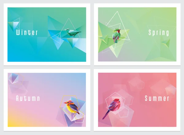 Wallpapers with geometric shapes and birds.