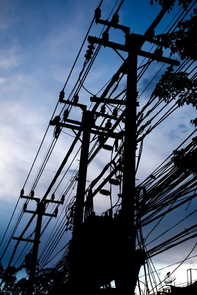 High voltage electricity pylon and transformer