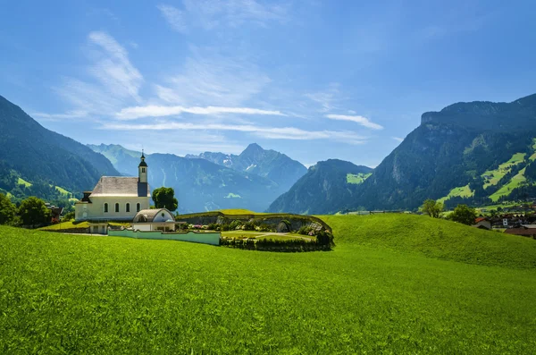Alpine landscape with church, Austrian Alps
