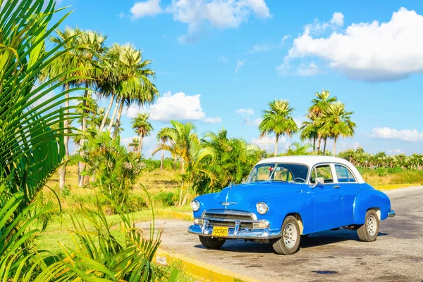 Blue classic American car on Cuba
