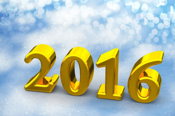 2016 New Year Christmas Golden Text On The Snow