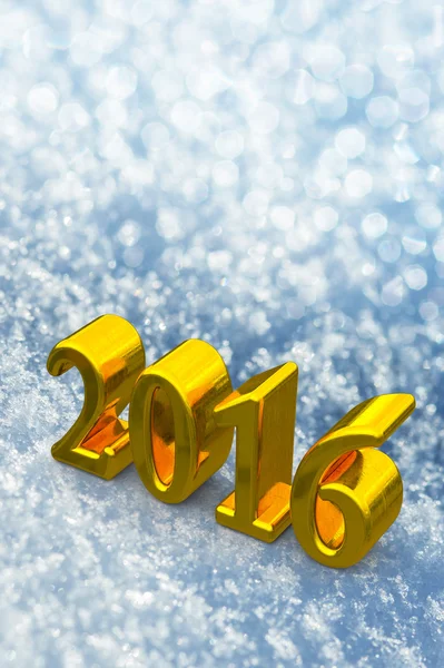 2016 New Year Christmas Golden Text On The Snow