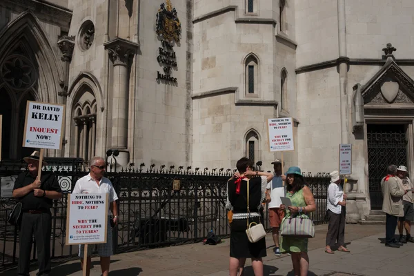 Protesters outside the Royal Courts of Justice.