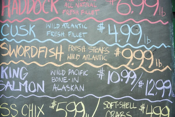 Black board menu, Custom House Wharf, Portland Maine.