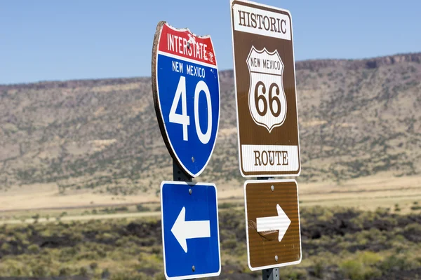 Direction highway signs for Route 66 and I 40