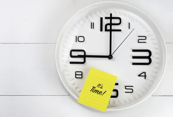 Its time on sticky note with clock wood wall
