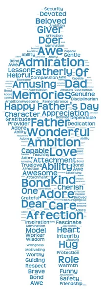 Tag cloud of father\'s day in the shape of a fatherly figure