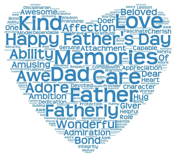 Tag cloud of father\'s day in the shape of blue heart