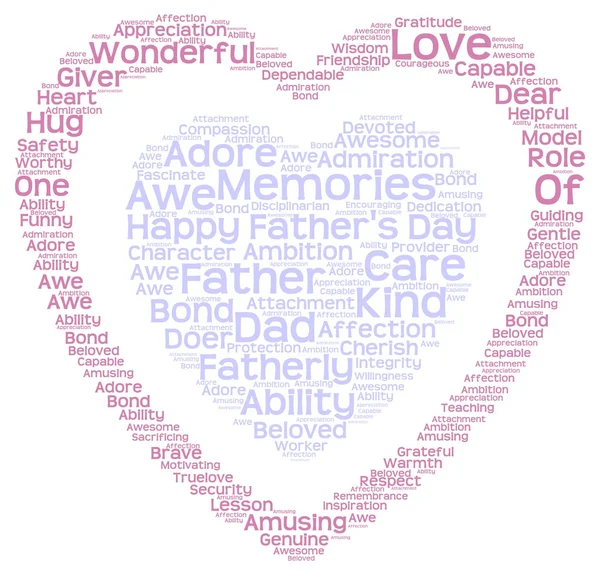 Tag cloud of father\'s day in double heart shape