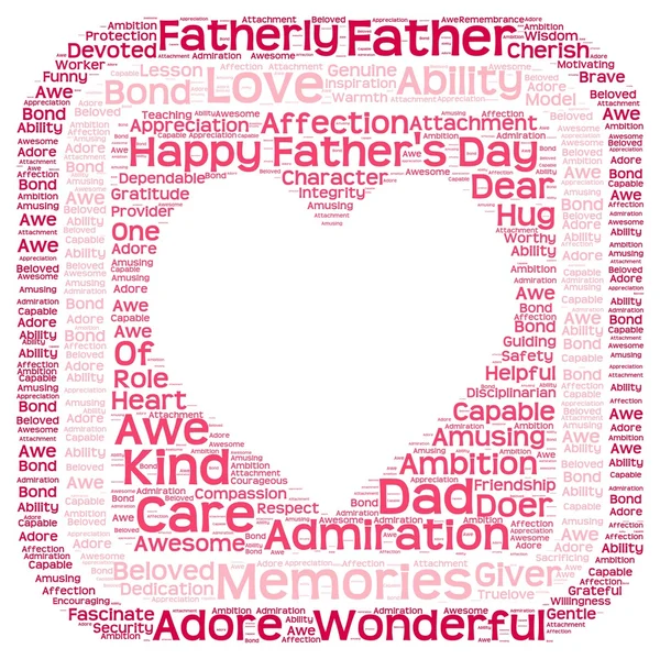 Tag cloud of father\'s day in heart shape in a box