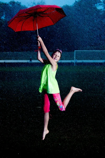 Girl with an umbrella in the rain