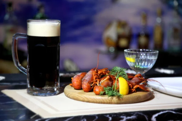 Black beer and crayfish