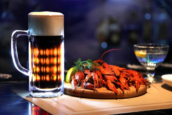 Brown beer and crayfish