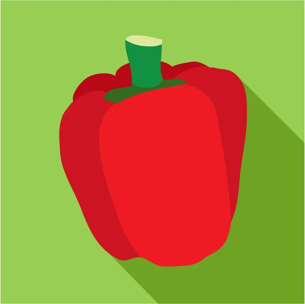 Red bell pepper icon flat. Modern colored icons in a flat design with long shadow.