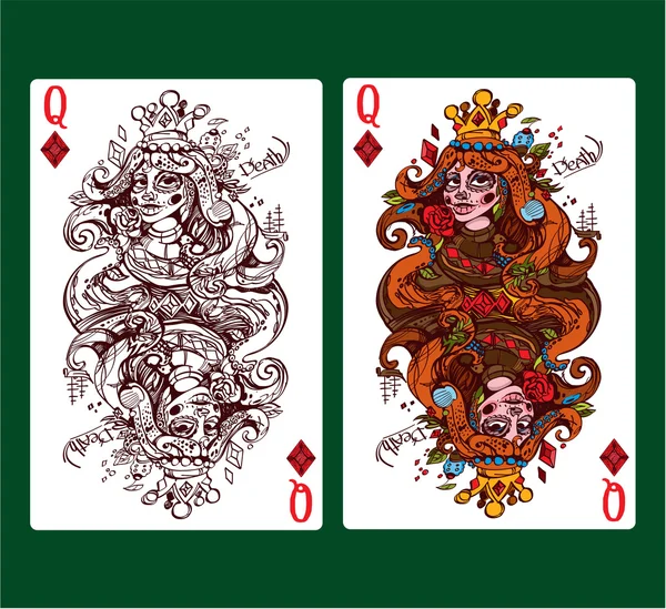 Queen of diamonds playing card suit.