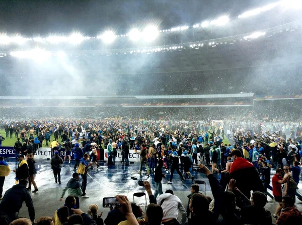 Crowd of fans at stadium after game Dnipro vs. Napoli
