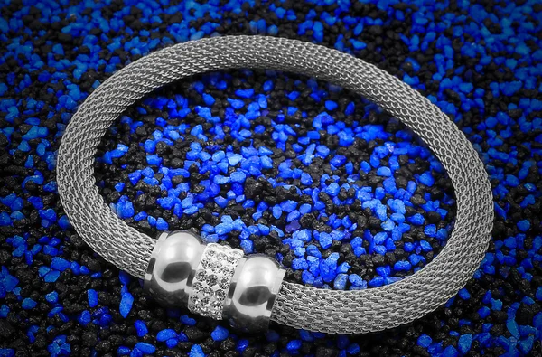 Bracelet - Blue and black crystals