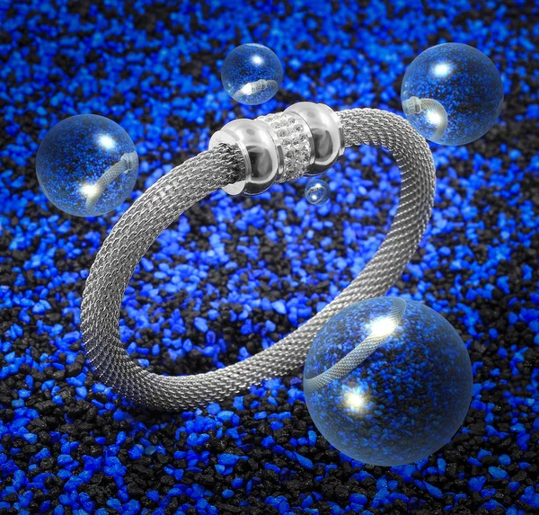 Bracelet - Blue and black crystals