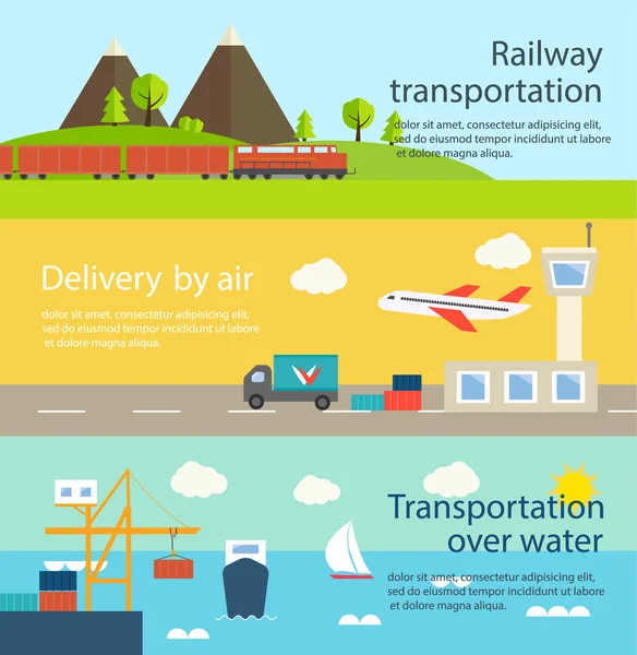 Transportation and delivery web banners set.