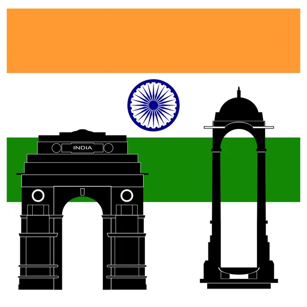 Indian attractions: India gate and flag