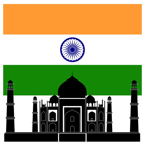 Indian attraction Taj mahal and flag