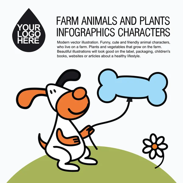 Flat design icons with farm animal - dog.