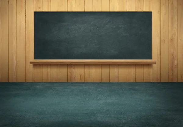 Table with wooden wall and blackboard background