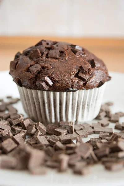 Chocolate cupcake covered with chocolate crumbs