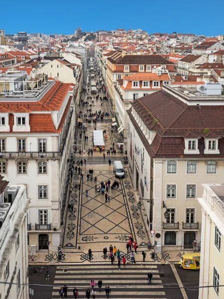 Aerial view of the shopping street Rua Augusta in Lisbon, Portugal