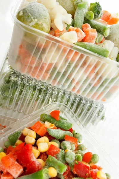 Frozen vegetables with ice